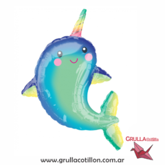 GLOBO MINI UNICORNIO MARINO 40 cm.