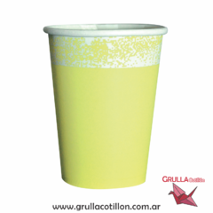 VASO AMARILLO PASTEL BORDE BLANCO x8