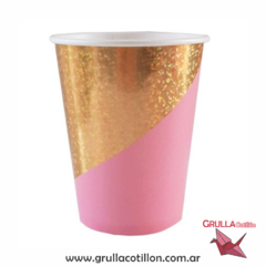 VASO ROSA Y DORADO