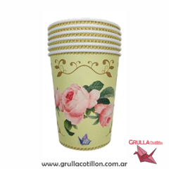 VASO FLORES ROSA x6