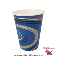 VASO ONDAS AZUL Y DORADO x8