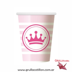 VASO PRINCESA ROSA PERLADO x6