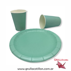 PLATO REDONDO VERDE PASTEL x8 en internet