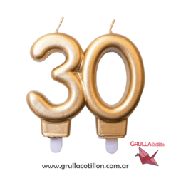VELA NUMERO 30 DORADA
