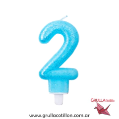 VELA NUMERO CELESTE CON GIBRE en internet