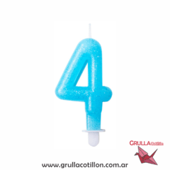 VELA NUMERO CELESTE CON GIBRE - tienda online
