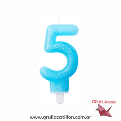 Imagen de VELA NUMERO CELESTE CON GIBRE