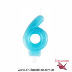 VELA NUMERO CELESTE CON GIBRE