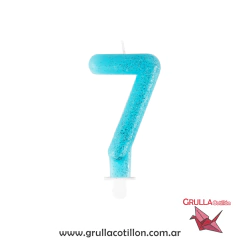 VELA NUMERO CELESTE CON GIBRE - comprar online