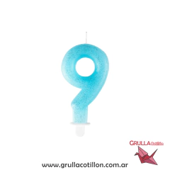 VELA NUMERO CELESTE CON GIBRE - Grulla Mayorista