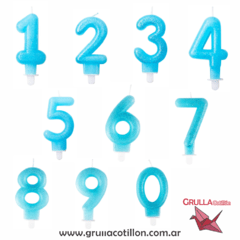 VELA NUMERO CELESTE CON GIBRE