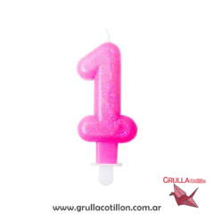 VELA NUMERO ROSA CON GIBRE - comprar online
