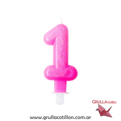 VELA NUMERO ROSA CON GIBRE - comprar online