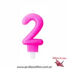 VELA NUMERO ROSA CON GIBRE en internet