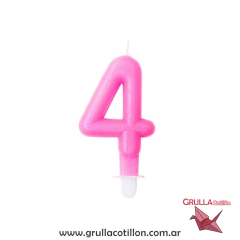 VELA NUMERO ROSA CON GIBRE - tienda online