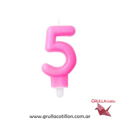 Imagen de VELA NUMERO ROSA CON GIBRE