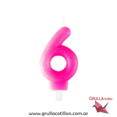 VELA NUMERO ROSA CON GIBRE