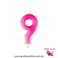 VELA NUMERO ROSA CON GIBRE - Grulla Mayorista