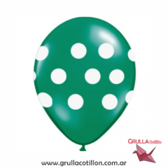 GLOBO VERDE OSCURO CON LUNARES x12