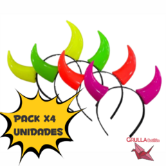 PACK VINCHA DIABLO FLUO x4