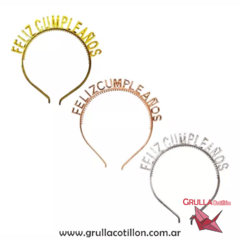 VINCHA PLASTICA FELIZ CUMPLEAÑOS (Elegir color) - Grulla Mayorista