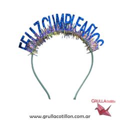 VINCHA FELIZ CUMPLEAÑOS METALIZADA (Elegir color) en internet