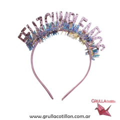 VINCHA FELIZ CUMPLEAÑOS METALIZADA (Elegir color) - Grulla Mayorista