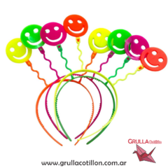 VINCHA PLASTICA FLUO CARITAS SMILE x4
