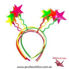 VINCHA PLASTICA FLUO ESTRELLAS x4