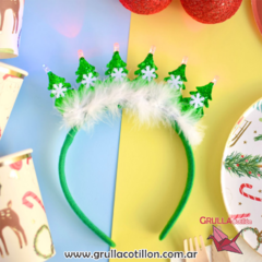 VINCHA NAVIDAD ARBOLITOS VERDE CON LED