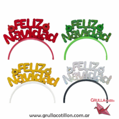 VINCHA FRASE FELIZ NAVIDAD HOLOGRAFICA (Elegir color)