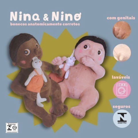BONECOS NINO E NINA ANATOMICAMENTE CORRETOS