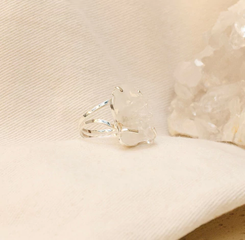 Anel Garra Cristal Banho Prata 925