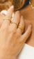Anel Triangular Cravejado em Zircônias Semijoia Banhada Ouro 18 K - loja online
