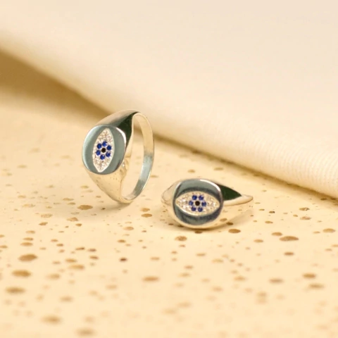 Anel Olho Cravejado Prata 925 - comprar online