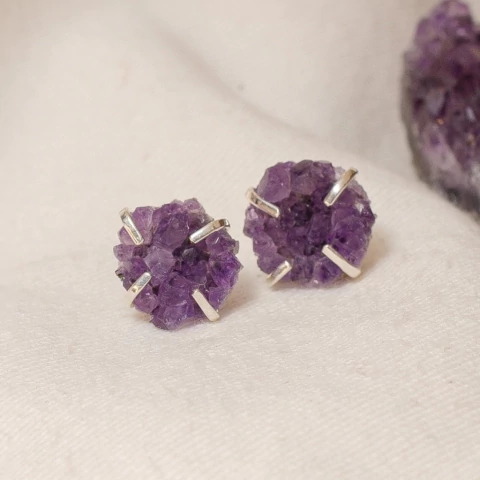 Brinco Garra Ametista Banho Prata 925 - comprar online