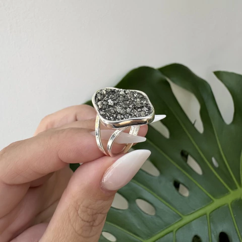 Anel Raio De Sol Pirita Banho Prata 925 - comprar online