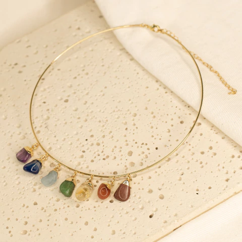 Choker 7 Chakras Banho Ouro 18K - comprar online