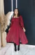 Imagem do Vestido Viscolinho Com Manga Longa Marsala Flor