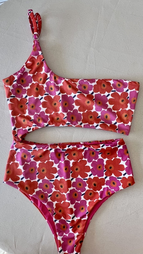 MAIÔ RECORTE - 1 OMBRO SÓ - FLORAL