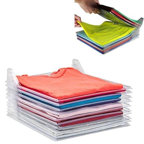 Organizador de Camisa e Camiseta de Plástico Guardar Dobrado 10 Divisórias