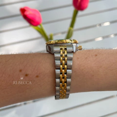 Tressa Diamonds Plateado y Dorado fondo Negro - Rebecca Relojes - Tienda de Relojes de Dama 