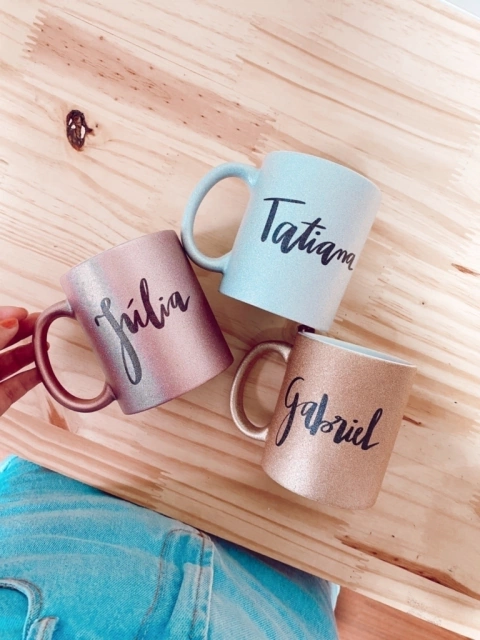 Caneca glitter com Nome - Personalizada