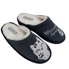 Pantuflas Clasicas Gatito piel gris topo en internet