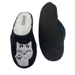 Pantuflas Clasicas Gatito piel negro en internet