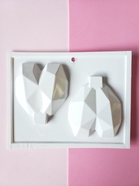 Molde Placa de Acetato Corazon Diamante x 2 cavidades