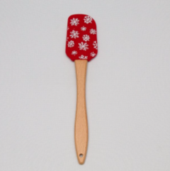 Espátula de Silicona Mango de madera reforzado Copos de Nieve / Navidad 26cm