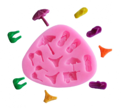 Molde de Silicona varios Verano (ojotas, sombrilla, bikini, carrito helado)