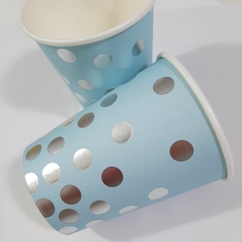 Vasos de Polipapel Celeste Lunares Plateados x 6 un