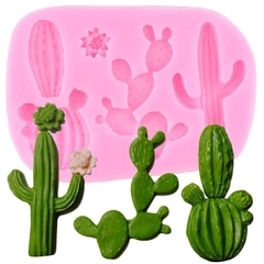 Molde de Silicona x 3 Cactus + flor